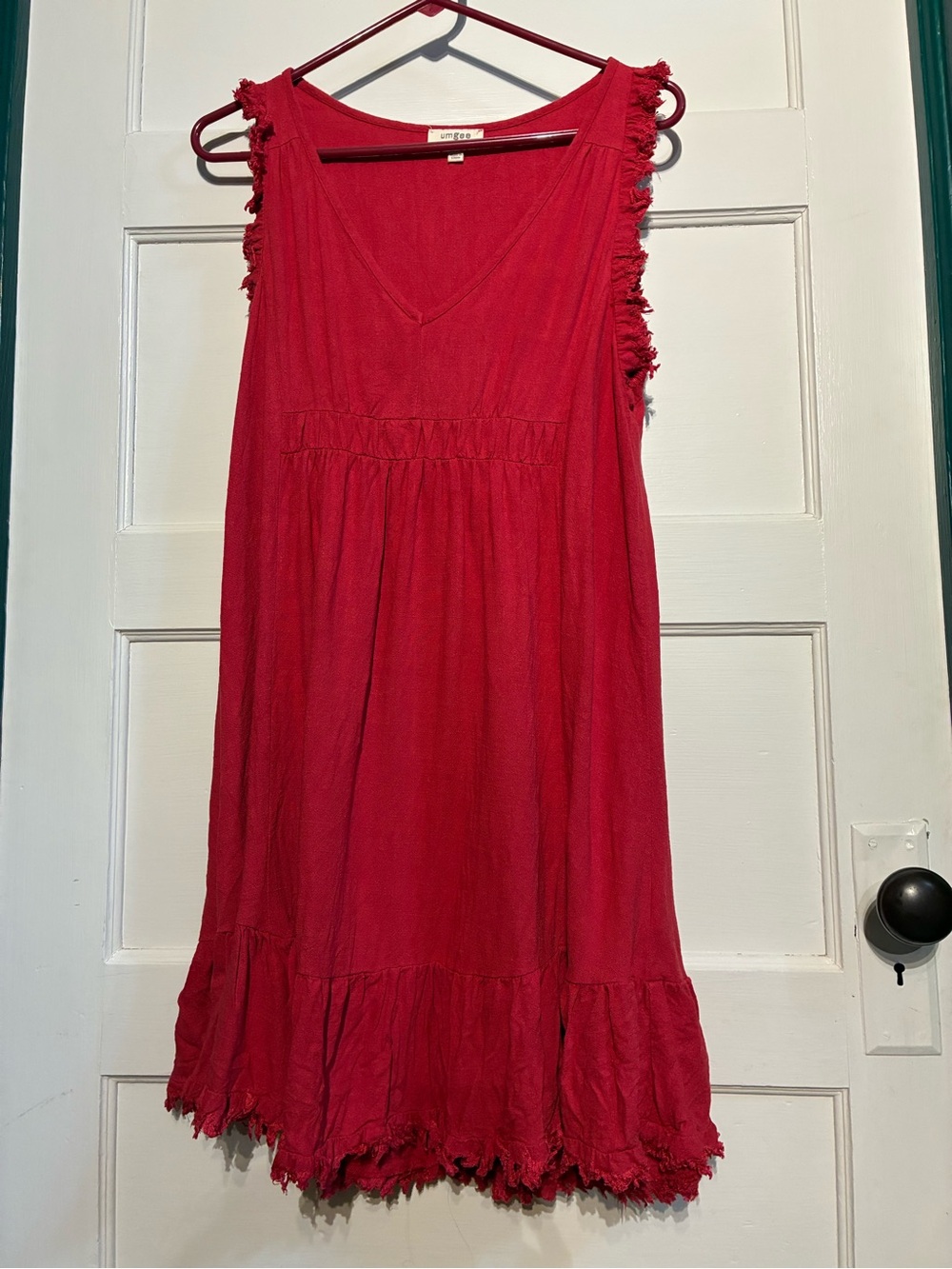 Umgee Sleeveless V-Neck Dress Fringe Hem Festival Western Cowgirl